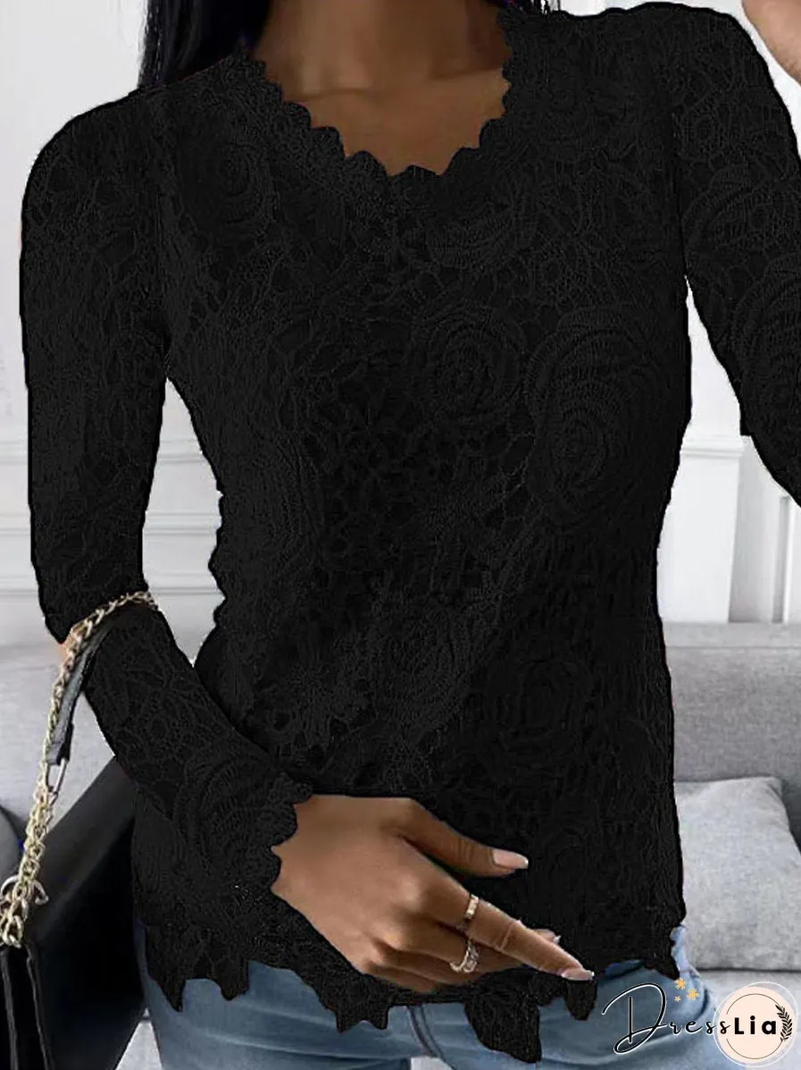 Crew Neck Lace T-Shirt