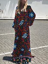 Floral Printed Empire Long Sleeves Maxi Dress