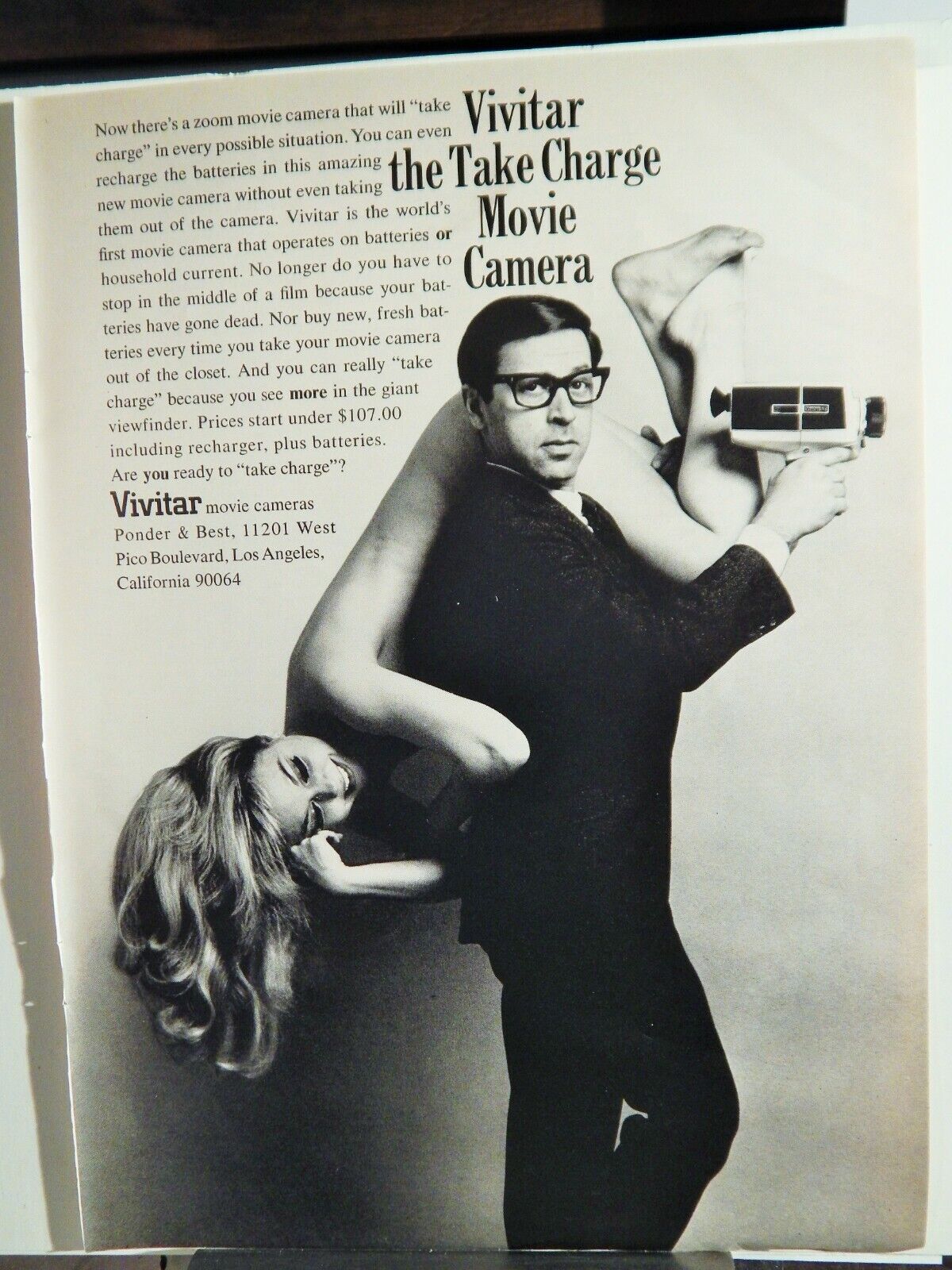 VIVITAR MOVIE CAMERA VTG 1968 Photo Poster painting AD, RARE MUCH SOUGHT EPHEMERA