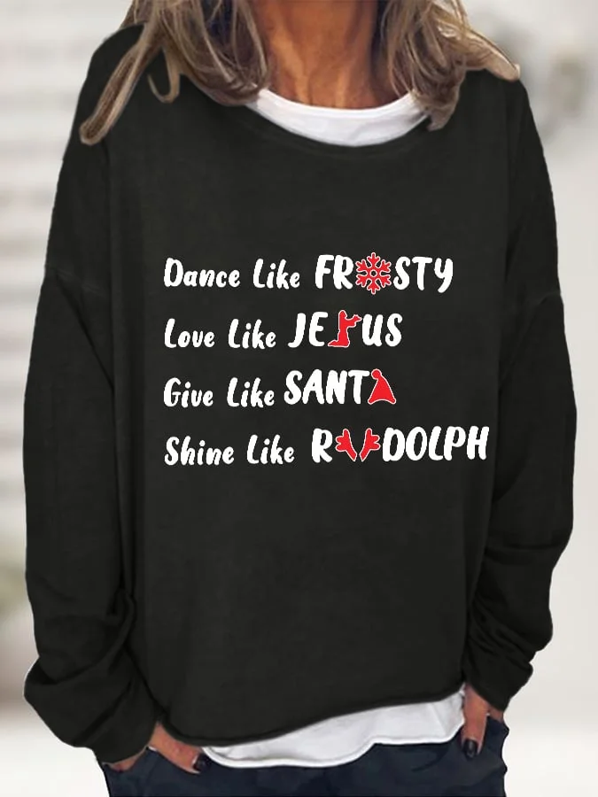 Women's Christmas Love Like Jesus Print Casual Sweatshirt