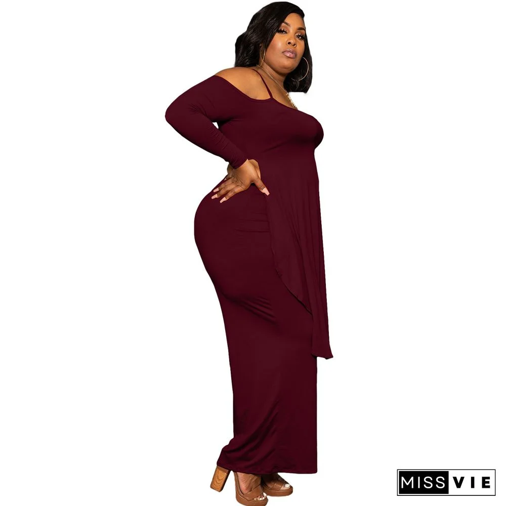 Plus Size Irregular Solid Casual Wide-leg Pants Suits