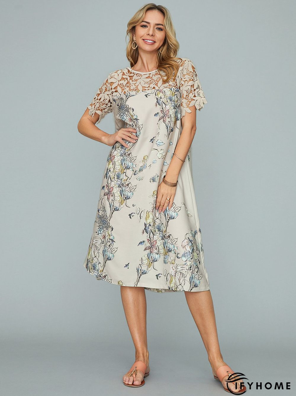 Lace Floral Boho Short sleeve Vacation Dress | IFYHOME