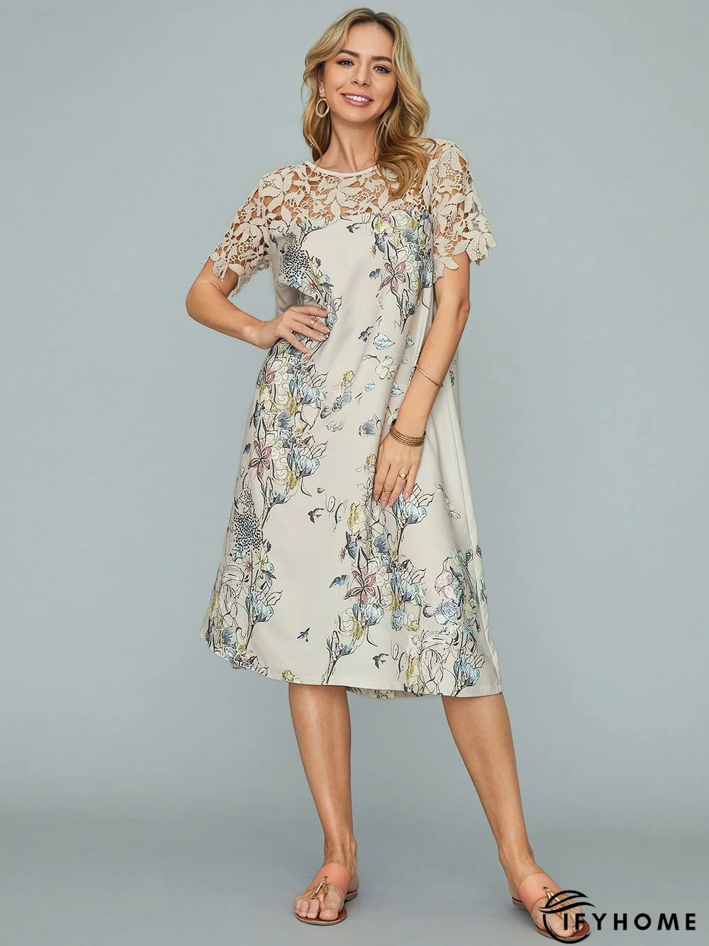 Lace Floral Boho Short sleeve Vacation Dress | IFYHOME
