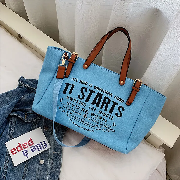 Casual Canvas Shoulder Bag Female Large Capacity Handbags and Purse Trendy Letter Crossbody Bags Fashion Big Shopping Totes Bag