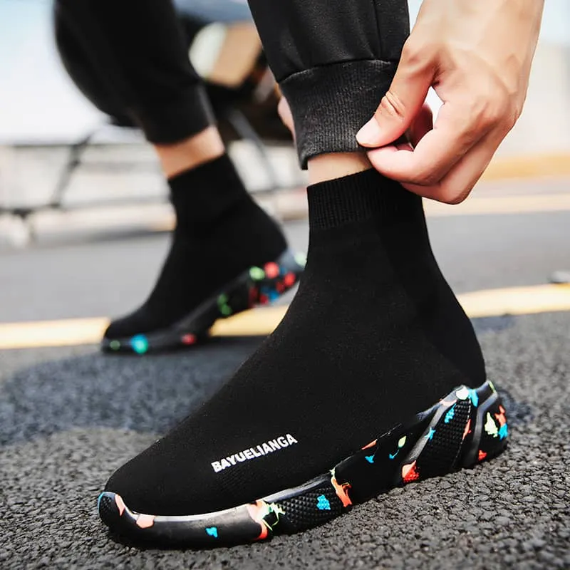 MWY Woman Socks Sneakers High Top Women Shoes Casual Breathable Flying Woven Couple Walking Shoes Zapatillas Deportivas Mujer