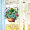 (US Only)Acrylic 2D Flat DIY Cactus Pot Diamond Art Pendant Wall Door Decoration