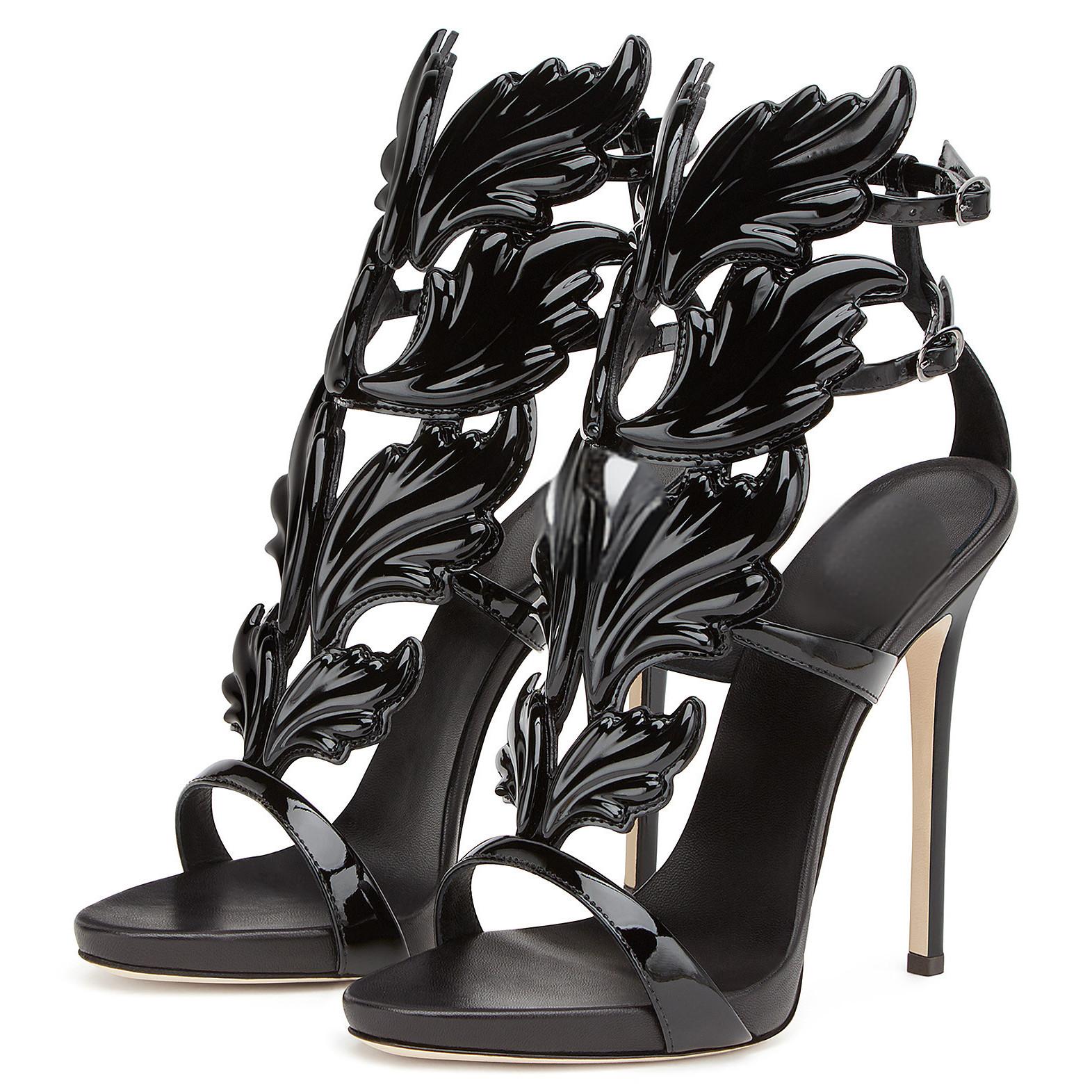 GOOSHOE Black Open Toe Formal Evening Sandals
