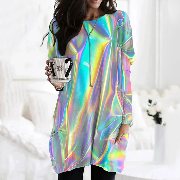 Futurismo Art Crew Neck Casual Tunic