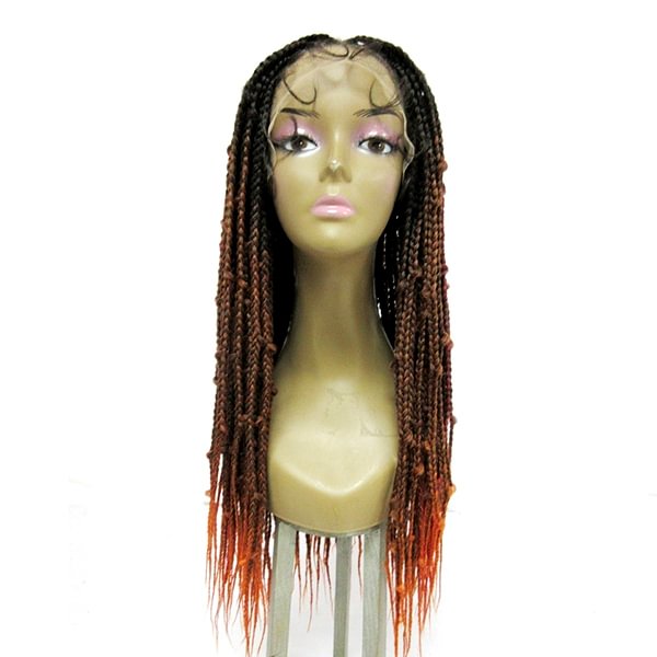 WeQueen Ombre Orange Box Braids Lace Closure Wigs