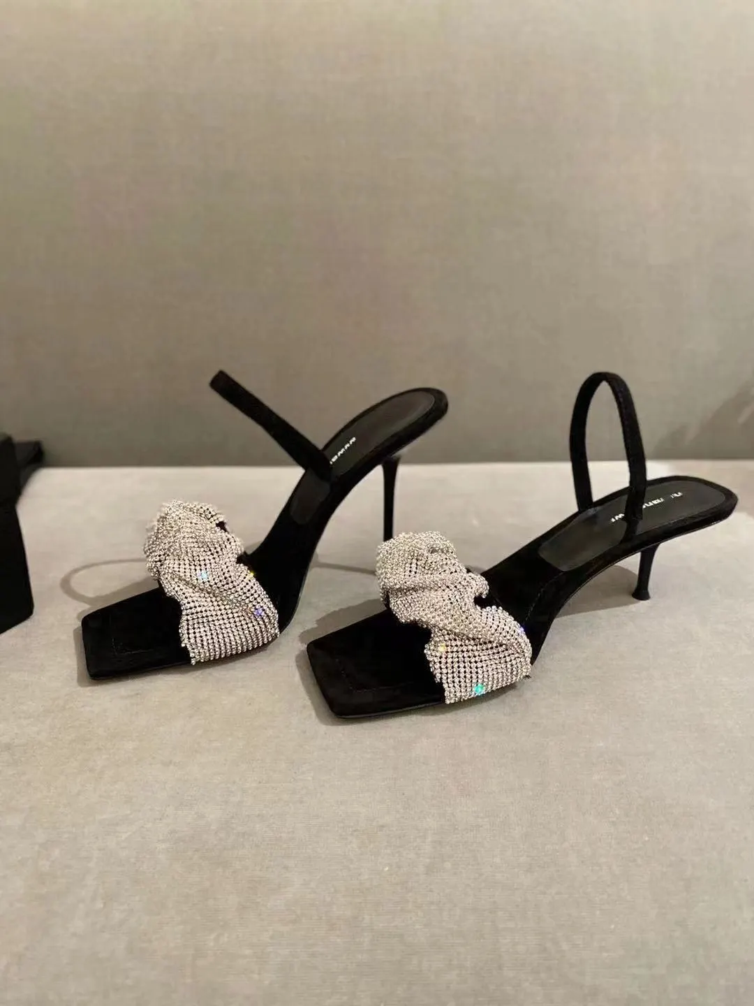 Wedding Sexy High Heels Sandals For Women Summer Bling Shoes Crystal Party Thin Heels Open Toe Mules Ladies Female Sandals