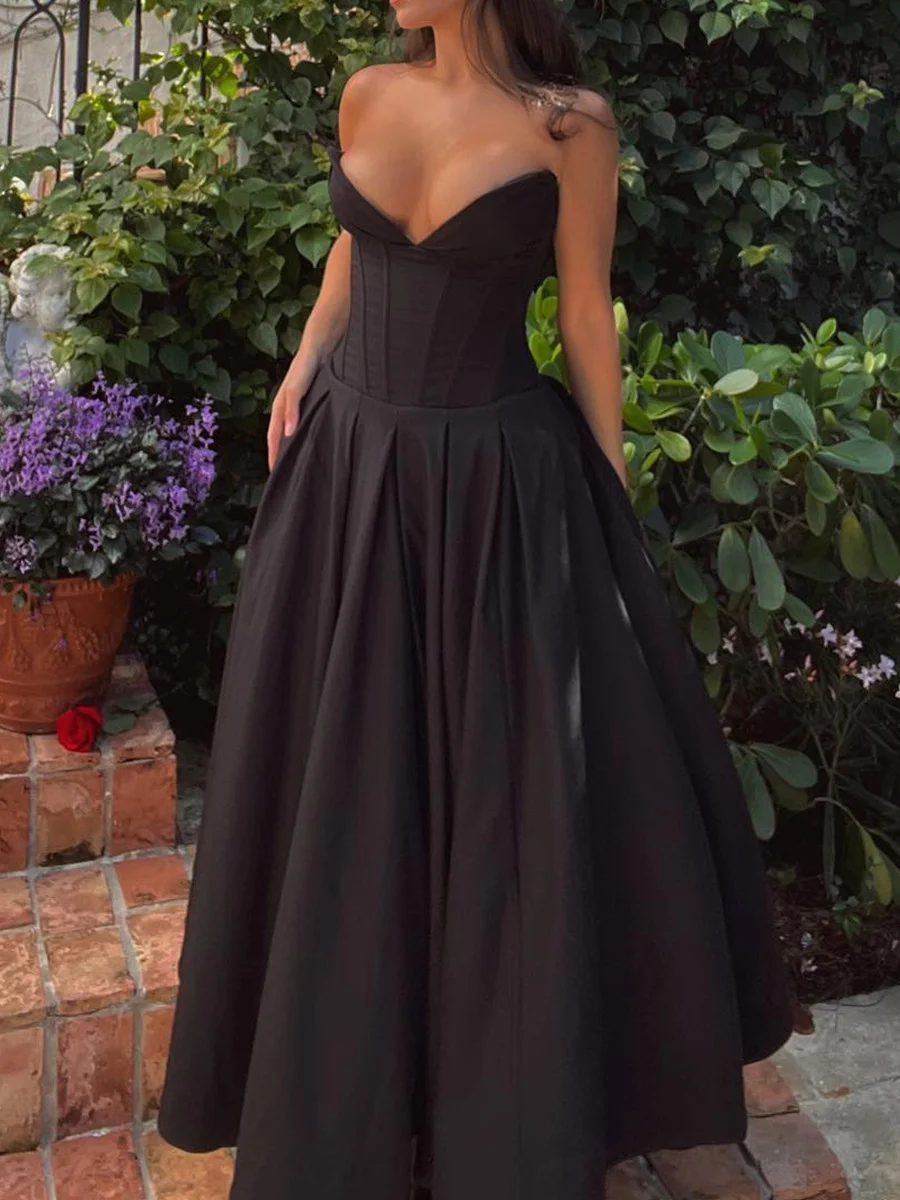 Brownm Women's Clothing New Dress Sexy Chest Bare Back Fish Bone Girded Sleeveless Dress Women's Dress High Sense