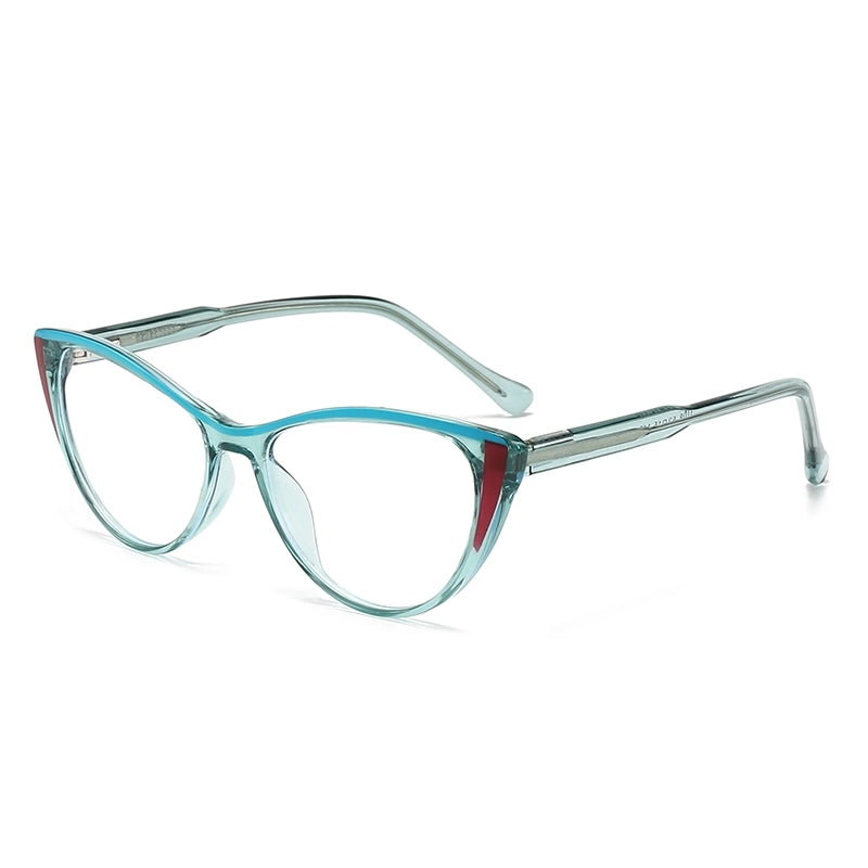 Retro Pastoral Color Block Pc Cat Eye Full Frame Optical Glasses