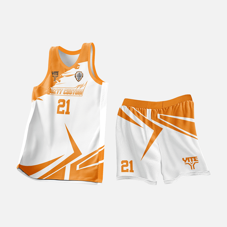 YITE | XL25-019- White And Orange Basketball Uniforms