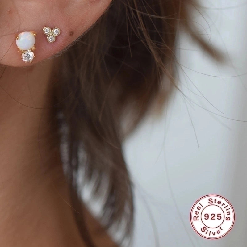 1 Pair 925 Sterling Silver Geometric Ear Studs