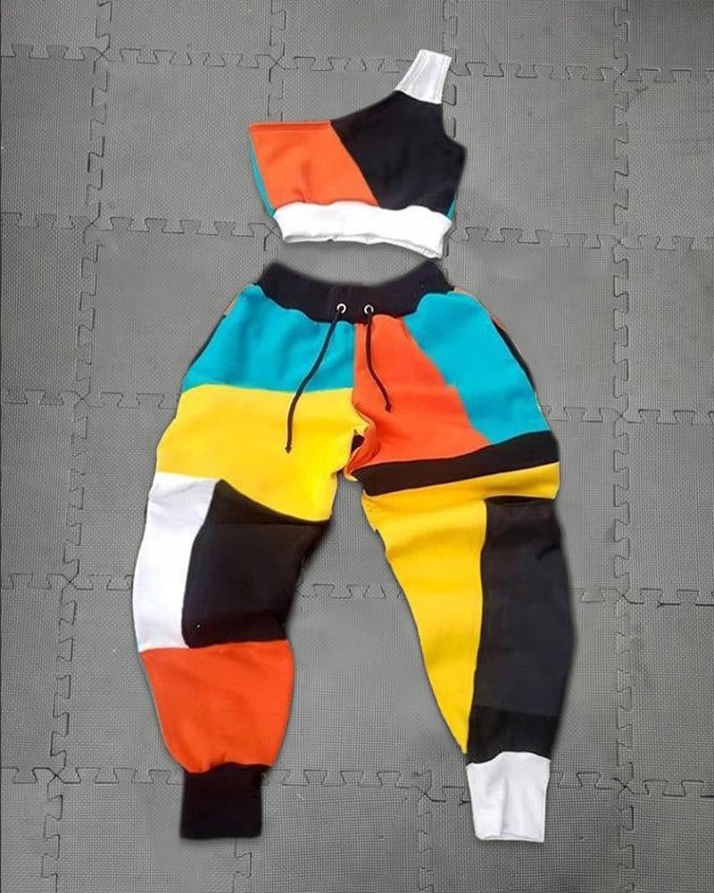 Women's Sporty Patchwork Printed Sets80