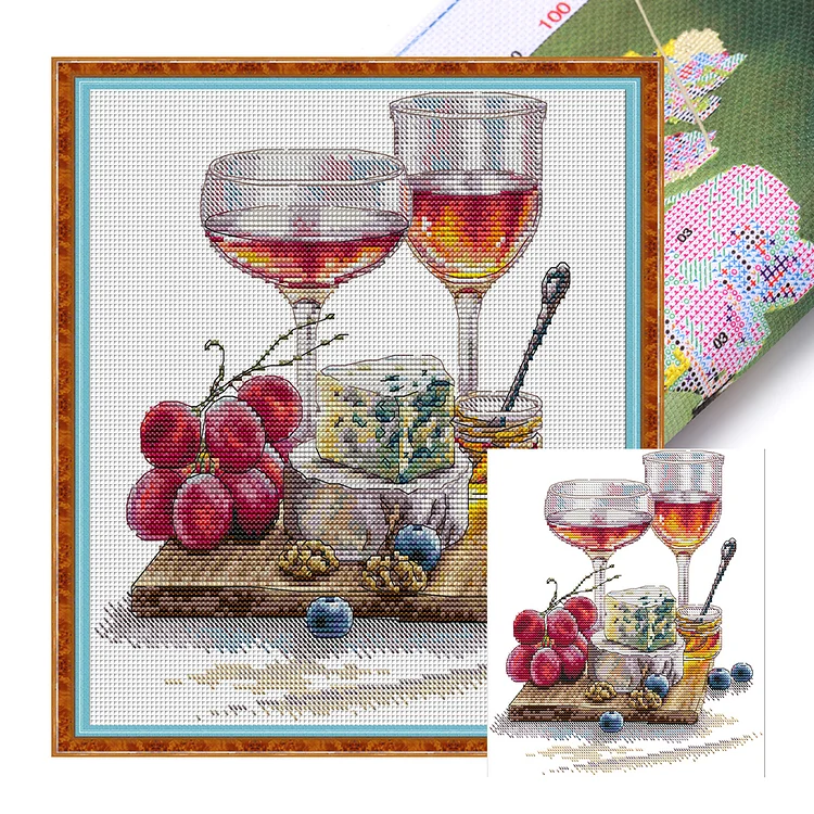 Joy Sunday-Romantic Red Wine (28*30cm) 14CT Stamped Cross Stitch gbfke