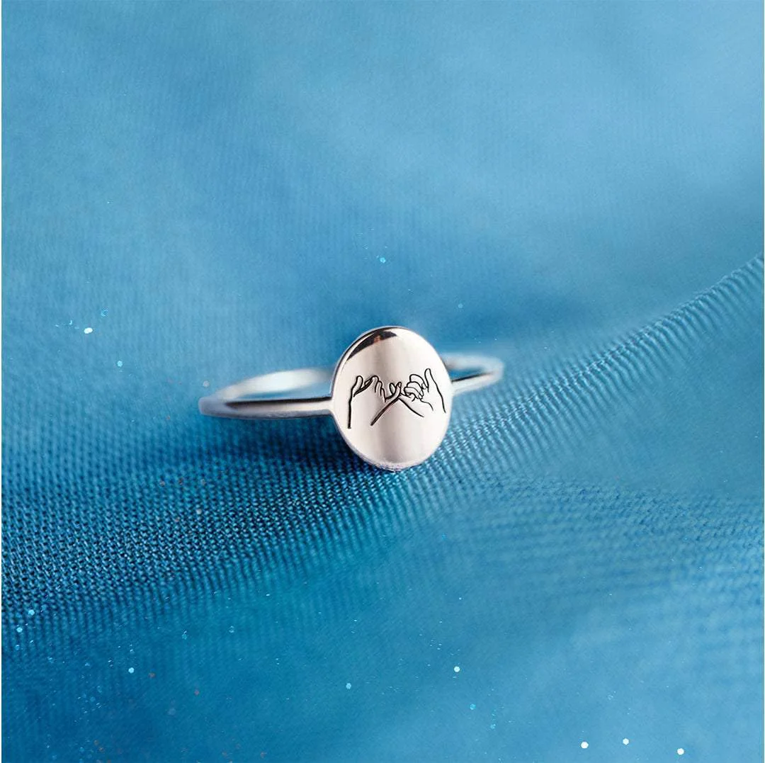 Granddaughter | Side by Side | 925 Silver Pinky Promise Ring