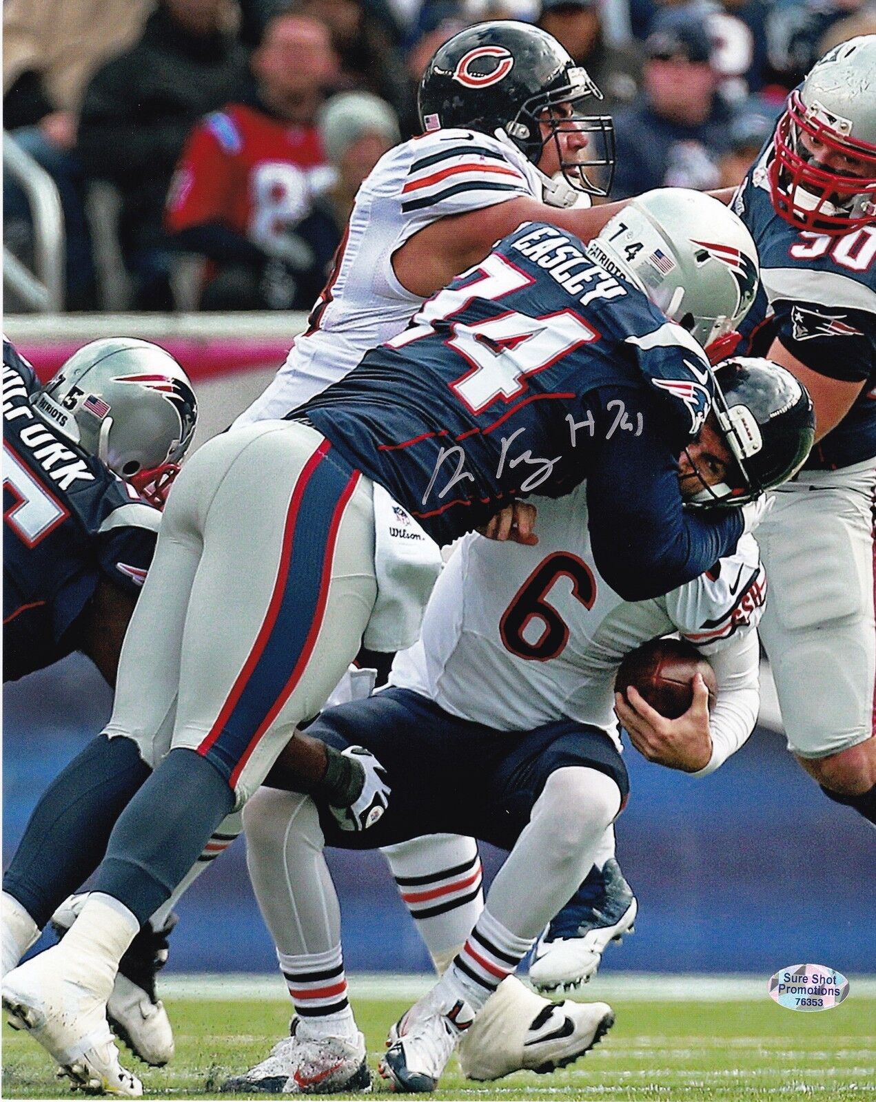 DOMINQUE EASLEY NEW ENGLAND PATRIOTS ACTION SIGNED 8x10