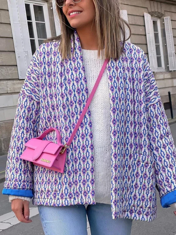 Elegant printed cotton coat for women Flusfy
