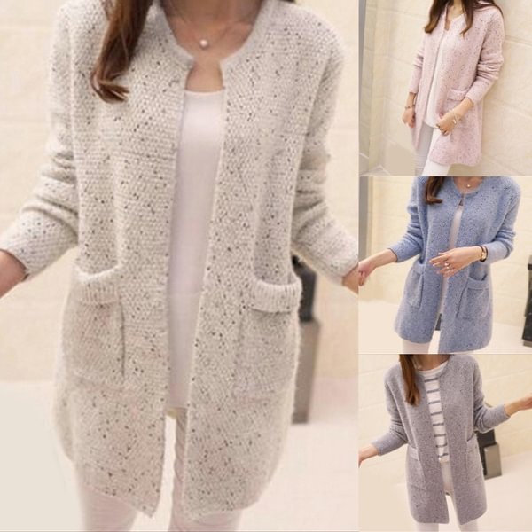 Autumn Women's Pocket Long Sweater Knit Cardigan Coat - Shop Trendy Women's Fashion | TeeYours