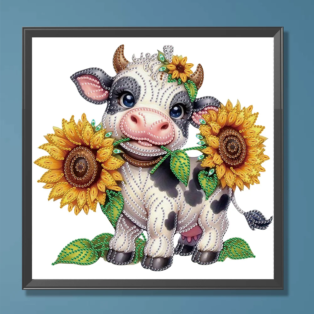 Diamond Painting - Partial Special Shaped Drill - Flower Cow(Canvas|30*30cm)
