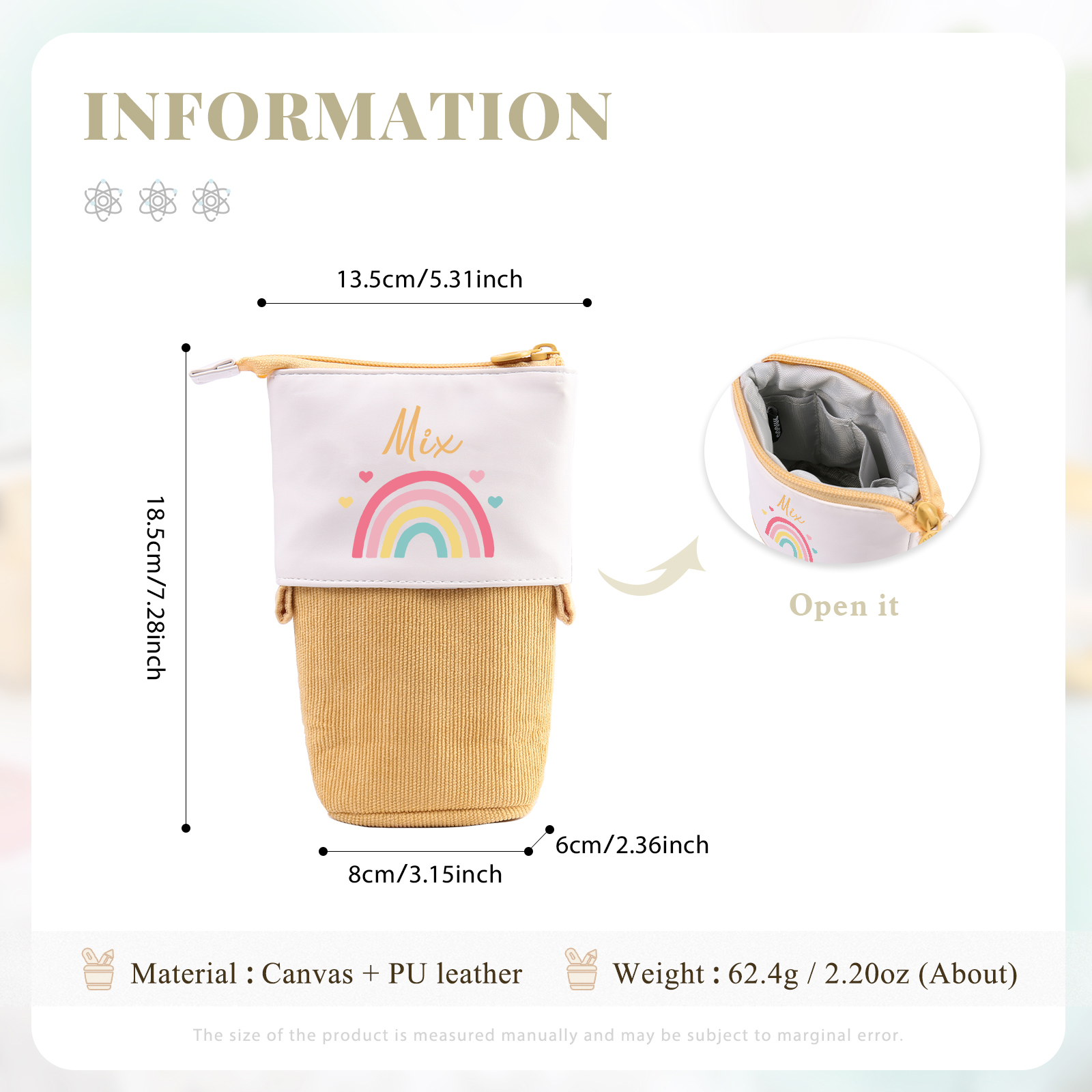 Astuccio per matite acrobaleno personalizzato con 1 nome regalo per scuola elementare bambini