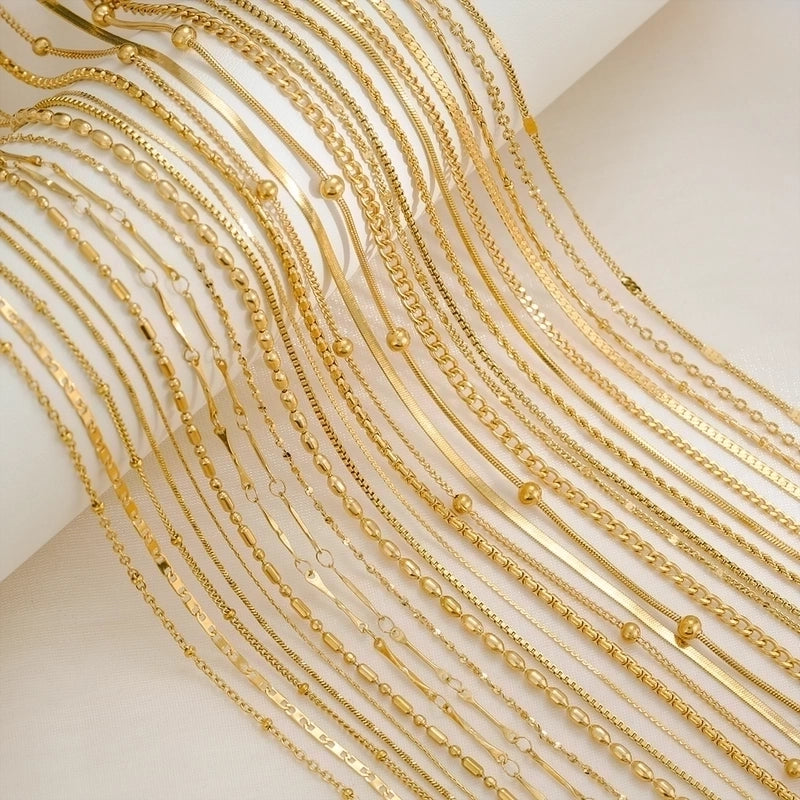 Basic Minimalist Solid Color 304 Stainless Steel 18K Gold Plated Necklace