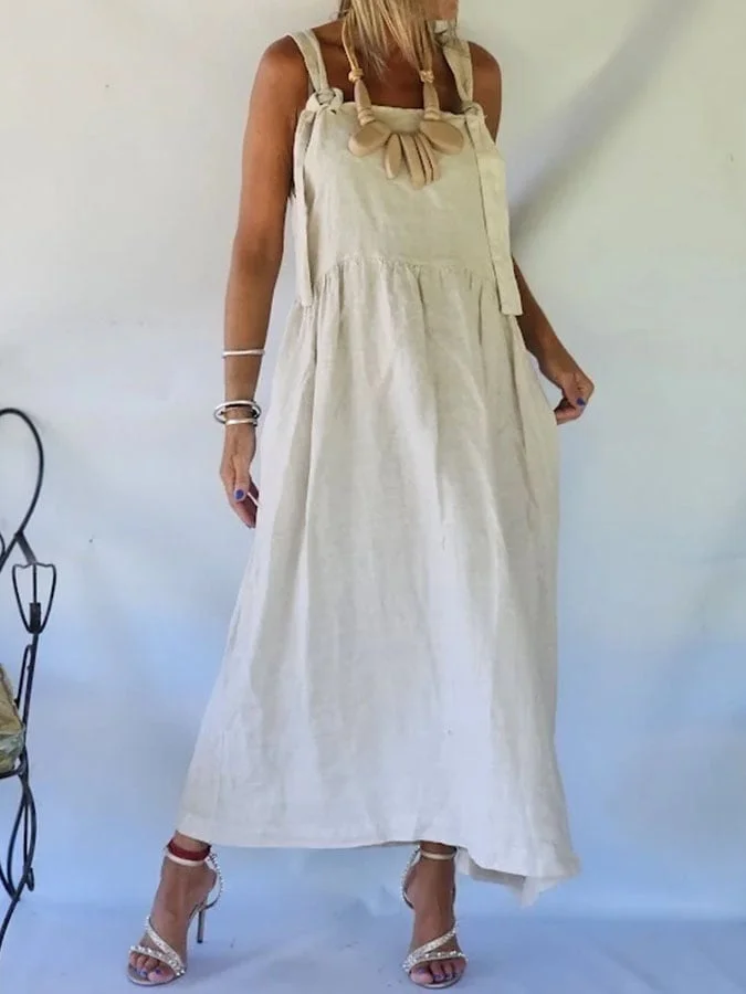Women's Casual Solid Color Lace-up Dress