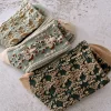Unique Vintage Flower Design 3D Jacquard 10 Pairs Women Cotton Socks
