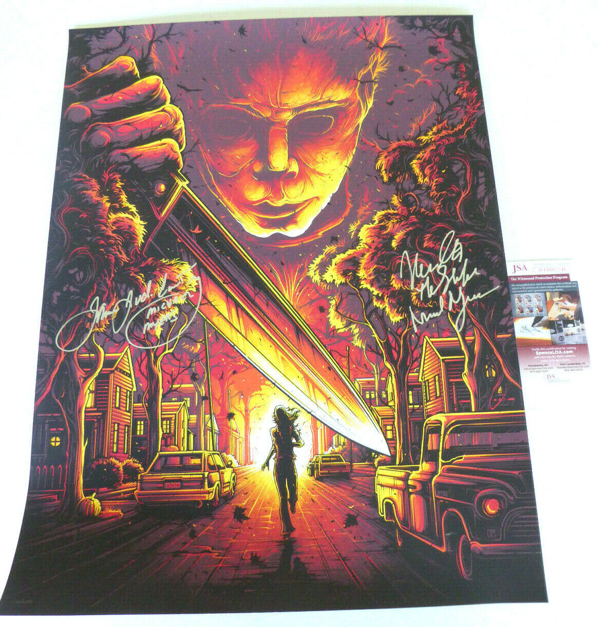 Nick Castle, James Jude Courtney Signed 18x24 Screen Print, Michael Myers, JSA