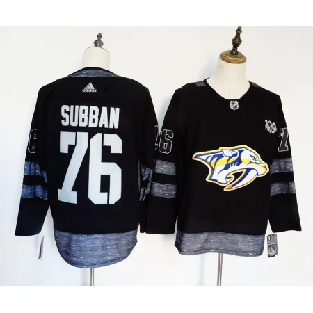 Men's  Nashville Predators #76 PK Subban Black 1917-2017 100th Anniversary Stitched NHL Jersey