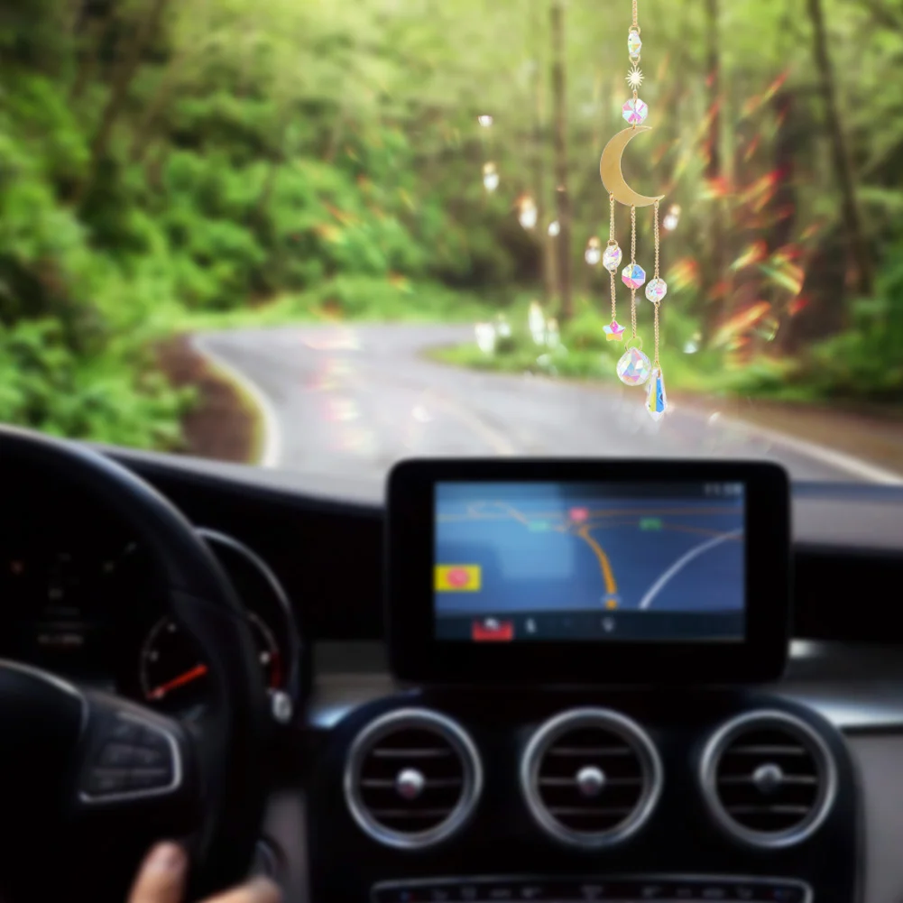 Hanging Crystal Light Catcher Metal Moon Sun Garden Wall Wind Chime (61)