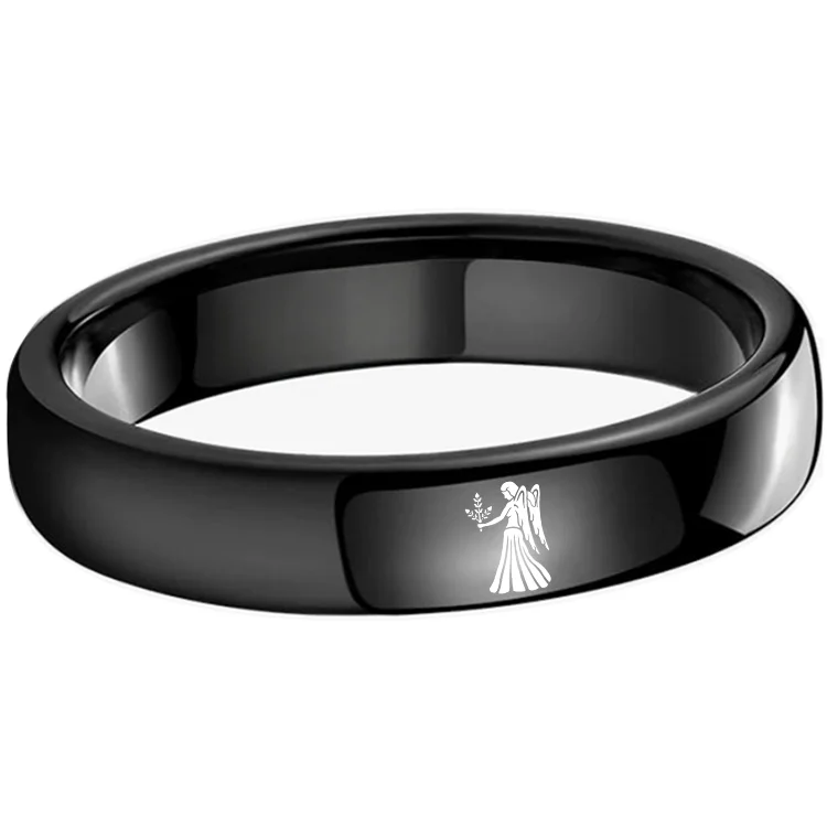 Virgo Dome Tungsten Carbide Rings Black Tungsten Wedding Bands for Men and Women 4MM 6MM 8MM