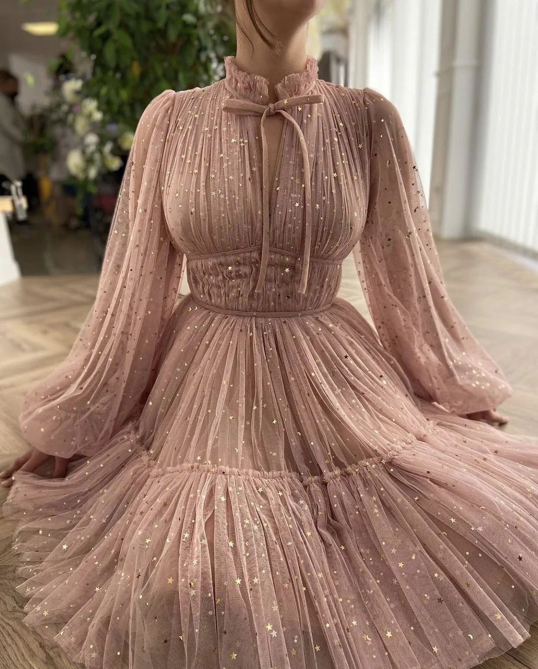 Starry Pastel Pink Mini Dress