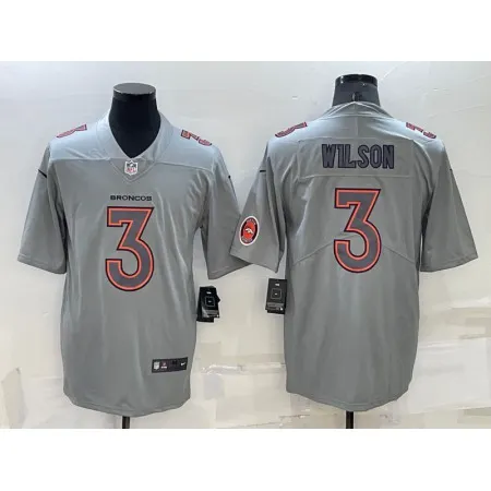 Men's Denver Broncos #3 Russell Wilson Grey With Patch Atmosphere Fashion Stitched Jersey UYTJ