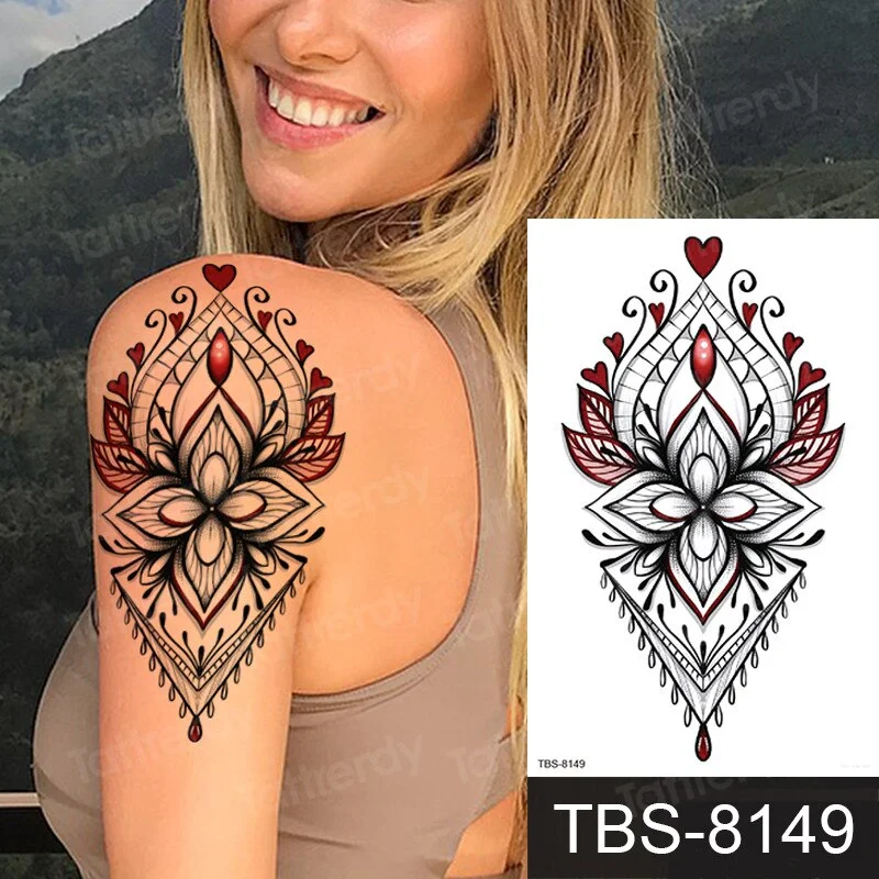 mandala temporary tattoo sticker lace black henna sex tattoo for woman under breast tattoo underboob sketches tattoo designs