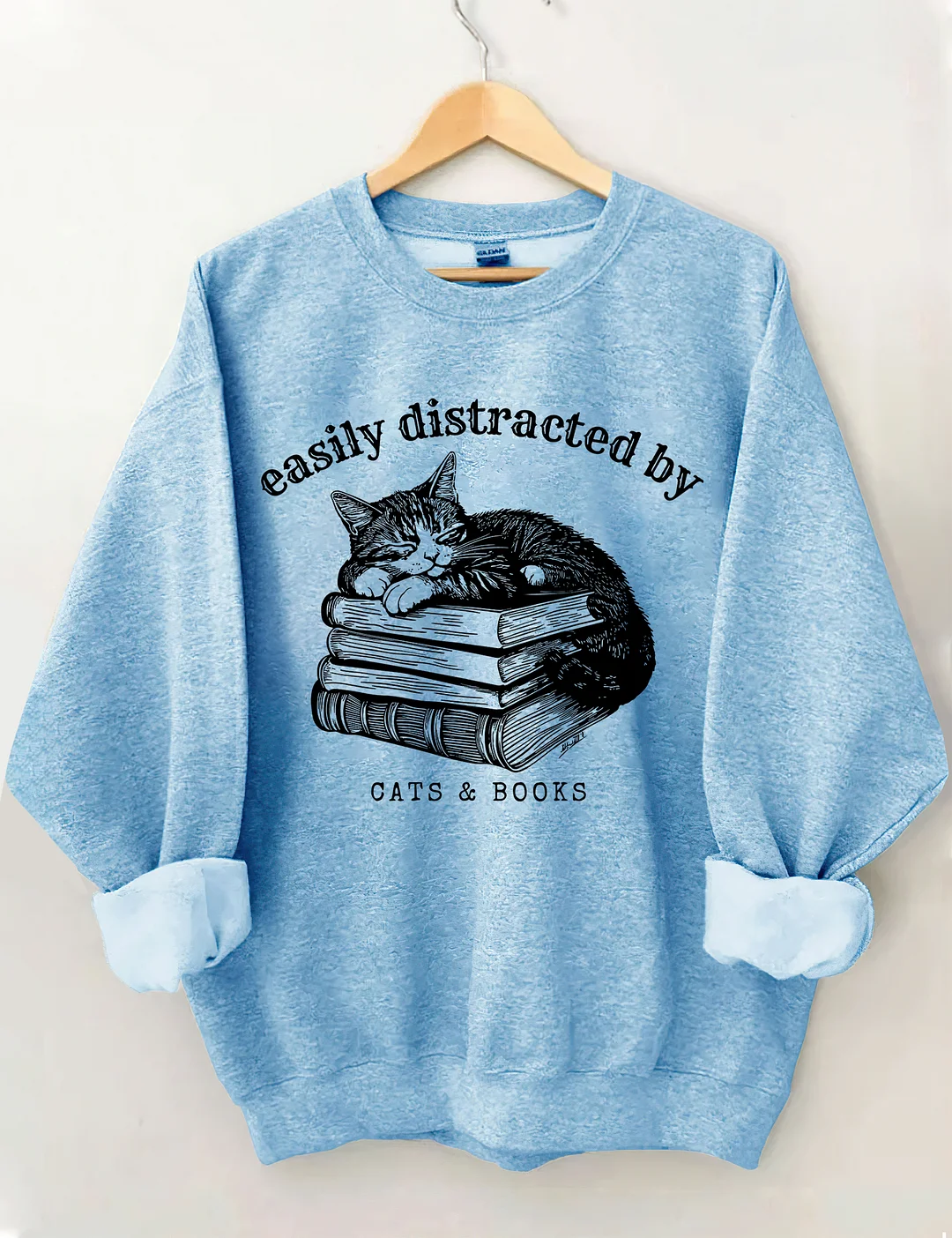 Easily Distracted By Cats And Books Sweatshirt