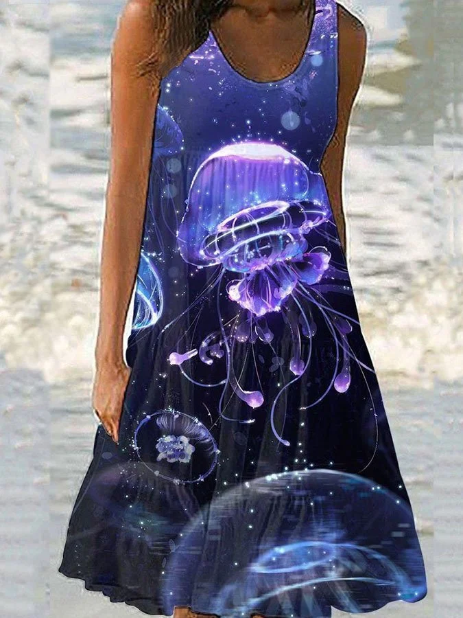 Beach Vacation Ocean Print Dress