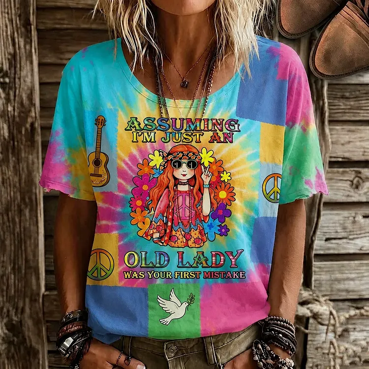 Assuming I'm Just An Old Lady Was Your First Mistake Tie-dye Pattern Women's T-shirt