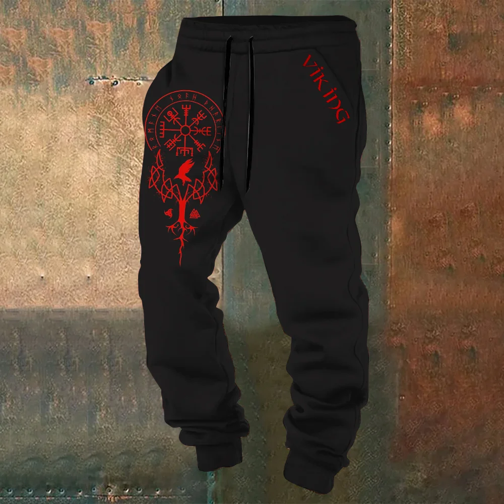 Men's Vintage Viking Totem Art Print Sweatpants