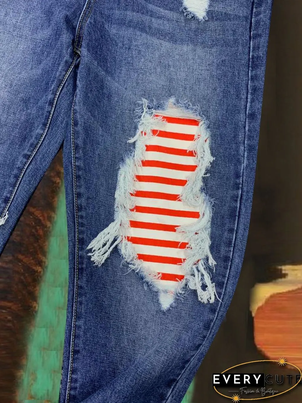 Blue Vintage Graphic Jeans