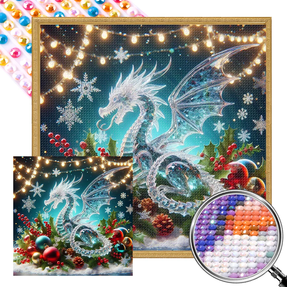 Full Round Partial AB Diamond Painting - Ice White Dragon(Canvas|45*45cm)