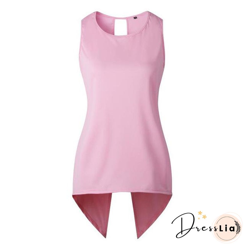 Women Cross Irregular Sleeveless Backless Tops and Blouses