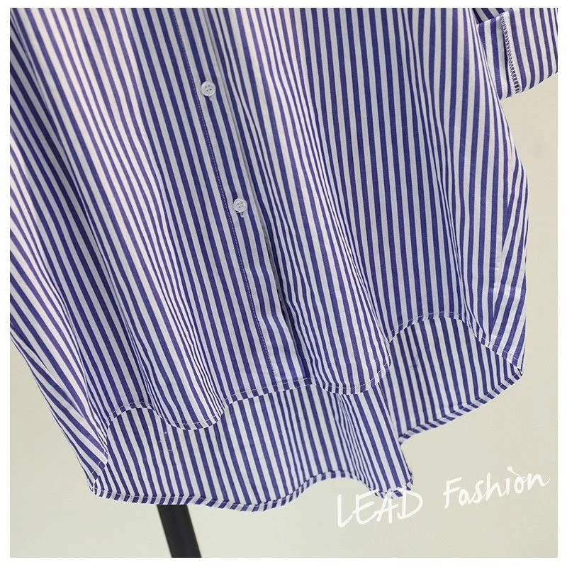 Uveng Uveng Vertical Stripe Medium Long Shirt Dress Women 2025 Spring And Autumn New Han Fan Art BF Style Casual Shirt