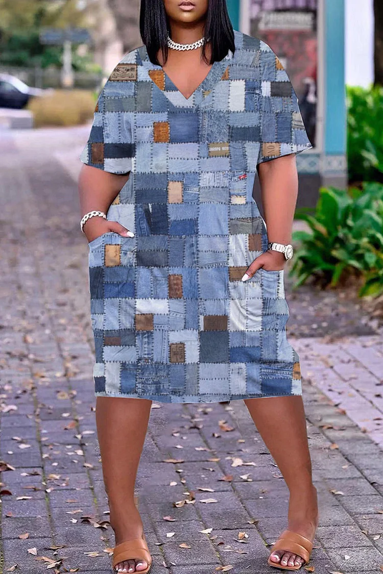Casual Color Lump Print Pocket Contrast Turndown Collar Shirt Dress Dresses Casual Color Lump Print Pocket Contrast Turndown Collar Shirt Dress Dresses