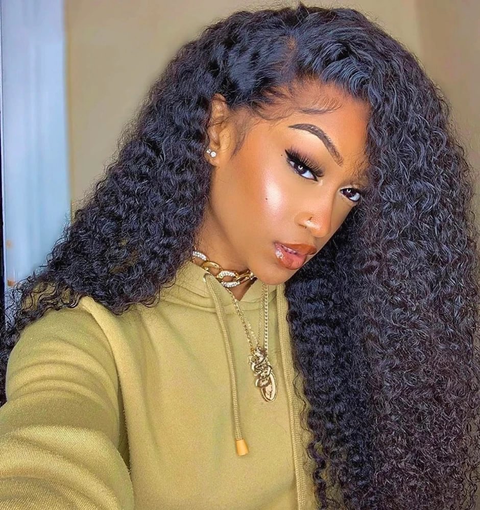 Kinky Curly 360 Lace Front Human Hair Wigs-elleschic