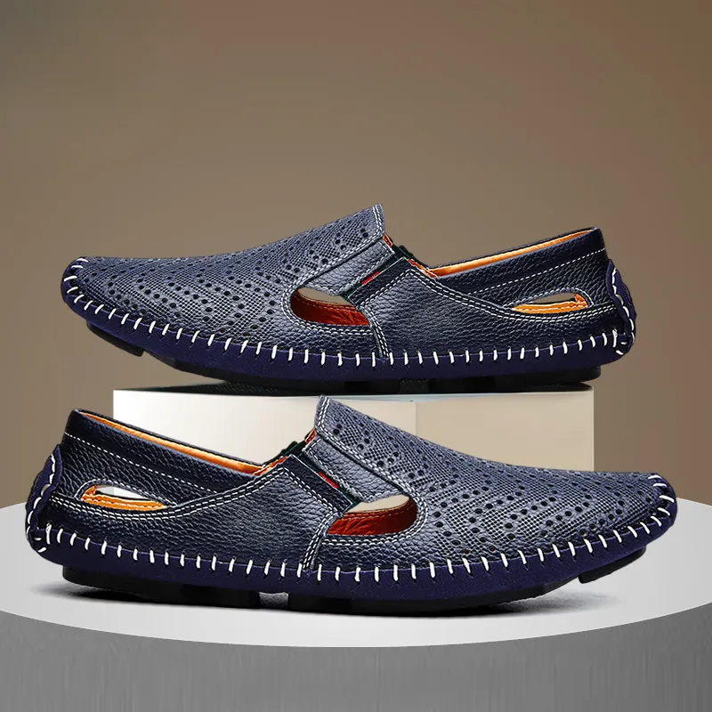 Men's Perforated Leather Driving Sandals &ndash; Breathable Summer Pair &ndash; view 2