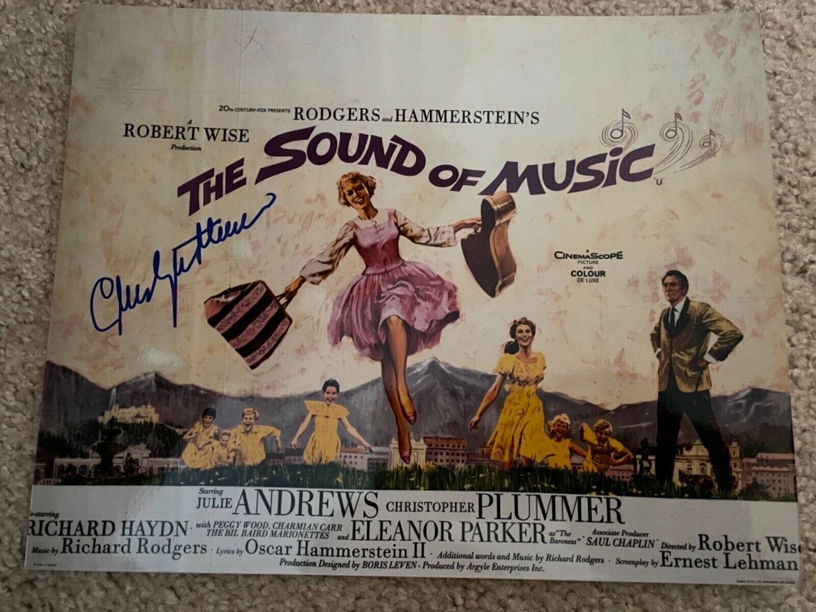 CHRISTOPHER PLUMMER JSA COA signed 8x10 Sound of Music Julie Andrews