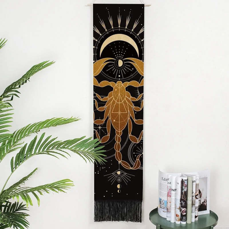 Sun Moon Tarot Code Tapestry Wall Hanging Astrology Divination Phase Tapestries Home Bedroom Office Abstract Art Milky Way Decor