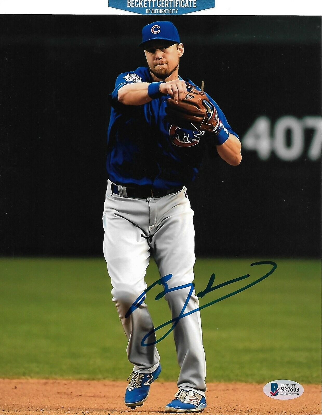 BEN ZOBRIST signed CHICAGO CUBS WORLD SRIES MVP TROPHY 8X10 Photo Poster painting w/COA PROOF